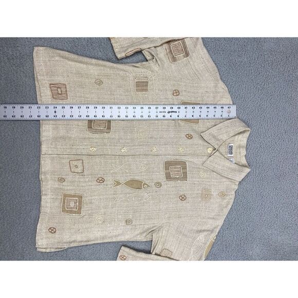 Chicos Design Silk Shirt Womens Size 3 Art 2 Wear Button Up Embroidered - Picture 5 of 7